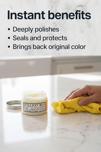 Granite Waterproofing Cleaner Wax – Protects & Waterproofs Light Stone Surfaces into a Radiant stain proof Finish - Instantly seal Marble, Quartz, & Soapstone – Luxury Countertop Shine – Made in USA