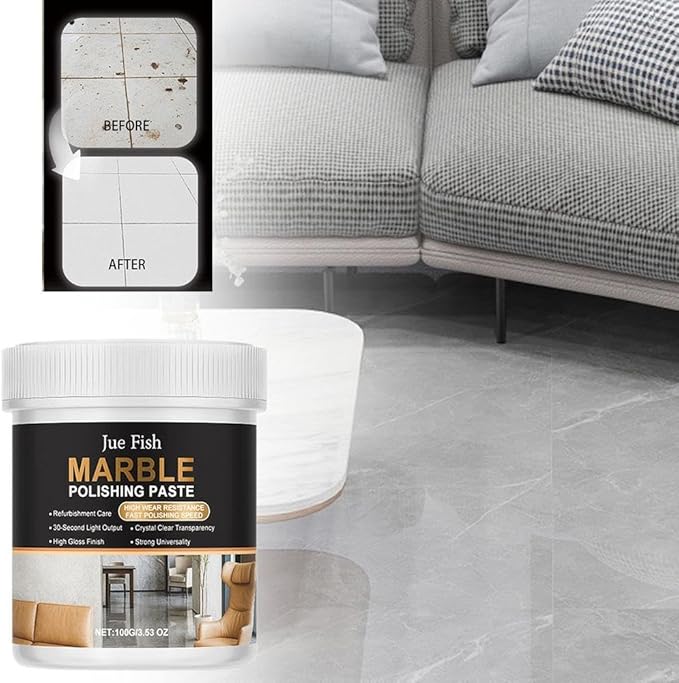 Marble Polishing Paste, Professional Granite & Quartz Cleaner & Sealer for Countertops, Floors, and Walls - Stone Protector with Water Stain & Fingerprint Resistance, 100g ﻿