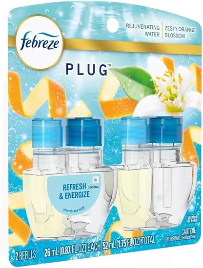 Febreze Plug with Fade Defy Technology Air Freshener - New Limited Edition - (2) of 0.87 fl oz Refills (Refresh & Energize)