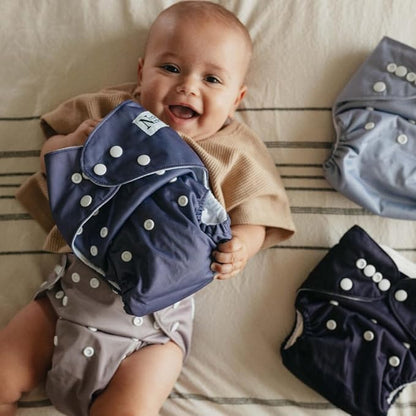 Nora's Nursery Cloth Pocket Diapers 4 Pack with 4 Inserts - Waterproof Cover, Washable, Reusable & One Size Adjustable Pocket Diapers for Newborns and Toddlers - Amethyst