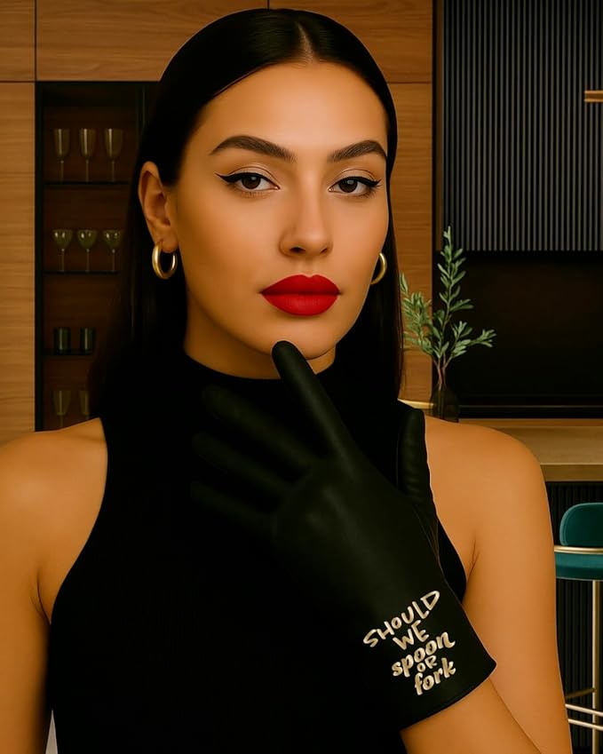 We Glove It™ Chic Black Dishwashing Gloves – Stylish, Reusable & Fun Gift with Flirty Sayings for Kitchen Cleaning