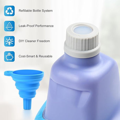 Bisenkud 2 Pack Refillable Bottle for Swiffer® Wet Jet™ Mop - 500ml /17 FL OZ - Leak-Proof HDPE Solution Bottle, Empty，Not for Power mop