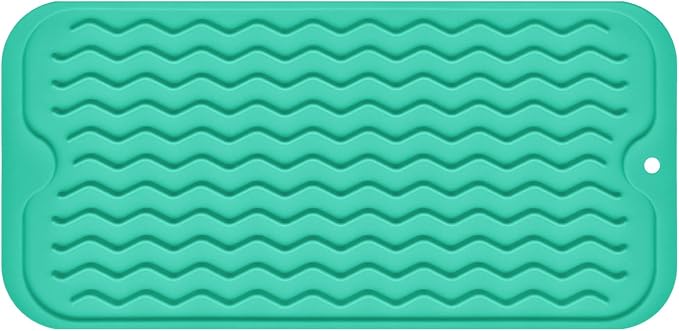 Silicone Dish Drying Mat for Multiple Usage, Easy clean, Eco-friendly, Heat-resistant Dish Drainer Mat for Kitchen Counter,Sink,Refrigerator or Drawer liner (12" x 6", Green)
