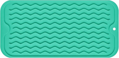Silicone Dish Drying Mat for Multiple Usage, Easy clean, Eco-friendly, Heat-resistant Dish Drainer Mat for Kitchen Counter,Sink,Refrigerator or Drawer liner (12" x 6", Green)
