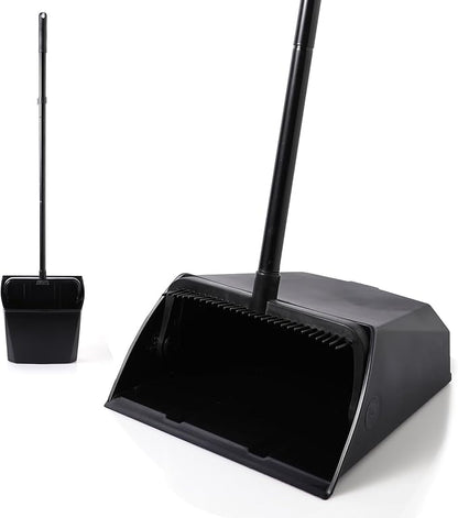 Eyliden Large Commercial Dustpan with Comb Teeth, Upright Heavy Duty Dust Pan for Restaurants Garages Courtyard Sidewalks Lobby Home Kitchen Room Office Classroom (1pc Dustpan)