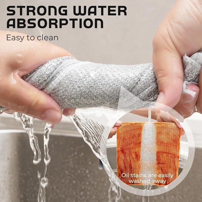 Multipurpose Wire Dishwashing Rags for Wet and Dry, 2024 Reusable Non Scratch Metal Wire Dishcloth, Upgrade Metal Scrubbing Pads Sponge Clean for Home Kitchen Stove Tops (20Pcs)