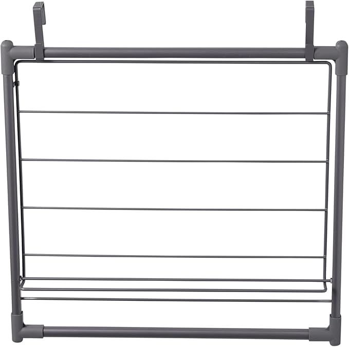 Household Essentials Metal Expandable Over the Door Drying Rack, Gray