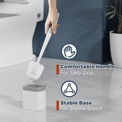 Toilet Brush, 2 Pack Toilet Brush and Holder Set Bathroom Accessories, Toilet Bowl Brush and Holder for Bathroom, White