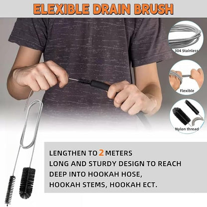 Drain Cleaning Brush, 79In Nylon Cleaner Double Ended Drain Brush Pipe Cleaning Set, Straw Cleaner Brush, Drain Snake, Tube Cleaning Brush for Bathroom Shower Kitchen Plug Hole (6 Pcs)