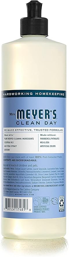 Mrs. MEYER'S Kitchen Set, Dish Soap, Hand Soap, and Multi-Surface Cleaner, 3 CT (Bluebell)