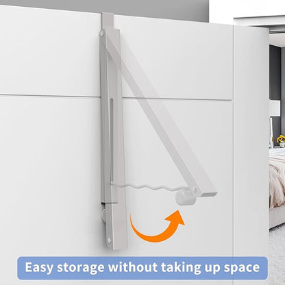 Hleelomi Clothes Drying Rack for Laundry Room Organization,Foldable Over The Door Drying Racks for Saving Space, Warm Gray 1 Pack