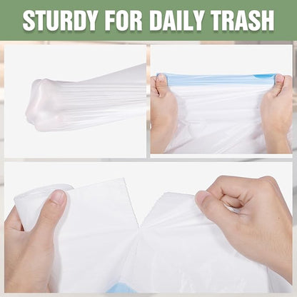 Small Trash Bags 4 Gallon- 200 Count Drawstring Small Garbage Bags Strong & Unscented, White Bathroom Trash Can Liners for Home Office Bedroom Kitchen