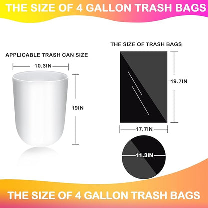 4 Gallon Drawstring Trash Bags,40 Count Black