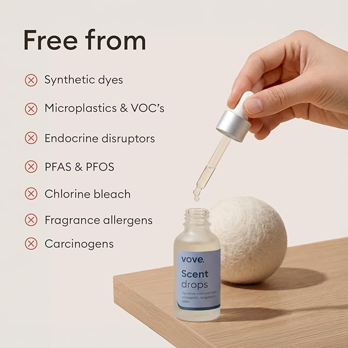 Vove Signature Scent Drops, Magnolia Bergamot Cedar - Laundry Fragrance Oil with Glass Dropper, Scent Booster, Pairs with Dryer Balls, Hypoallergenic, Biodegradable Musk, FSC-Certified Packaging