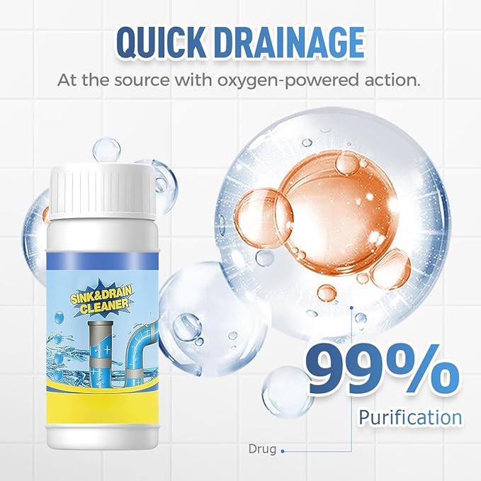 2026 New Sink Drain Cleaner, Sink and Drains Cleaner, Multi-functional Sink and Drains Cleaner Powder Cleaning, Drain Cleaner Foam Cleaner, Powerful Pipe Dredging Agent for Home Kitchen Toilet (1Set)
