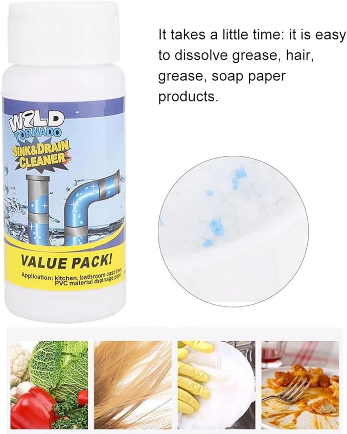 Drain Cleaner Agents Powerful Foaming Deodorizes Clogged Pipes Toilet Cleaner Strengthfully Sink and Dredge Deodorant Powder Agent for Kitchen Dredging