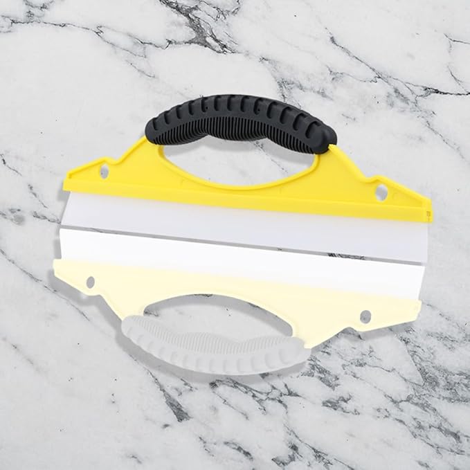 NUOBESTY 2pcs Soft Rubber Window Squeegee with Ergonomic Handle, Small Bow-Shaped Shower Glass and Mirror Cleaner for Bathroom and Car Paint Surfaces, Yellow