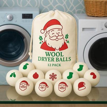 Wool Dryer Balls Pack of 12 Christmas Gift for Women Organic Wool Dryer Balls