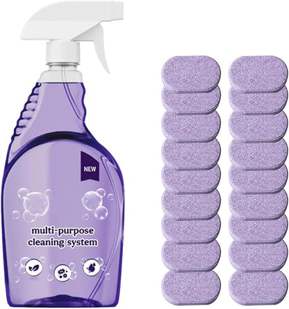 Oven Cleaner Spray with 18 Concentrated Tablets - Powerful Degreaser for Stovetop, Grill, Kitchen Grease, Bathroom, Multi-Surface Cleaning, Safe & No Harsh Fumes (Upgraded Formula)