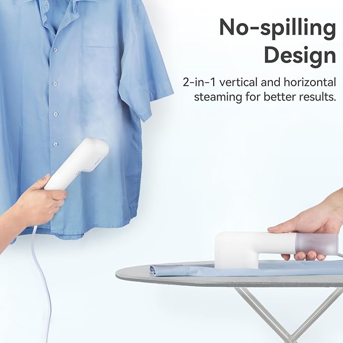 olayks Handheld Steamer for Clothes,Fashion Portable Handheld Garment Steamer, 15S Heat Up, Travel Mini Steamer ＆ Iron 2 In 1, 1.1lbs, Fabric Wrinkle Remover for Home Travel, White,120V