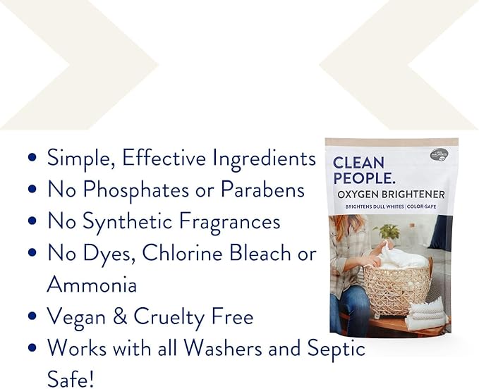 The Clean People Oxygen Brightener Stain Remover | Bleach Alternative, Simple Ingredients, Brightens Dull Whites AND Colors | 79 oz