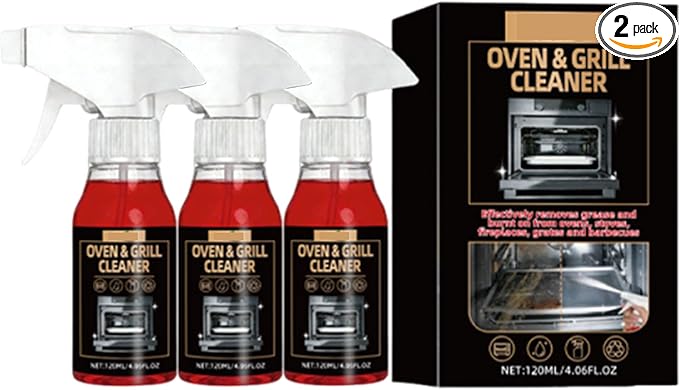 Powerful Oven & Grill Cleaner Spray,Household Outdoor Oven And Grill Cleaner Heavy Duty,Grease/Carbon/Odor Remover,No Harsh Scrubbing,Multi-Surface Safe (3)