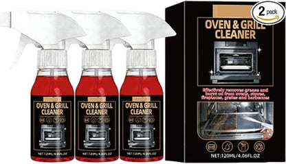 Powerful Oven & Grill Cleaner Spray,Household Outdoor Oven And Grill Cleaner Heavy Duty,Grease/Carbon/Odor Remover,No Harsh Scrubbing,Multi-Surface Safe (3)