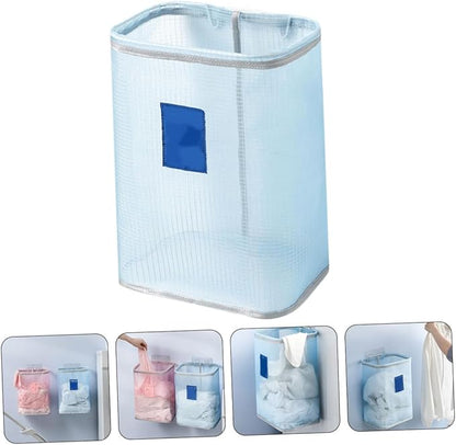 1Pc Wall Mounted Foldable Laundry Hamper Clothes Basket for Bathroom Bedroom Dorm Room Closet Space Saving Organizer for Dirty Clothes Blue