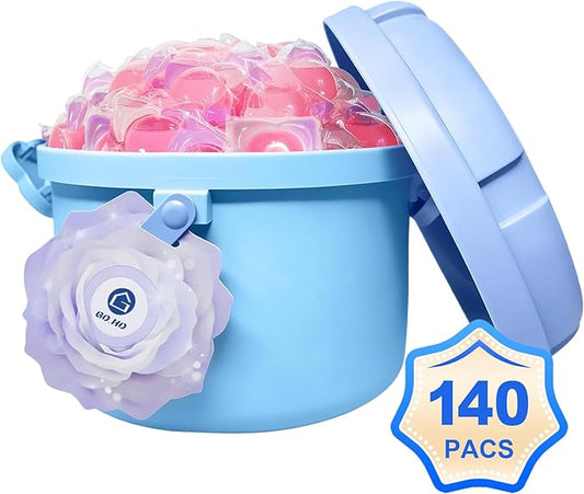 140-Count Laundry Detergent Pods, 5-in-1 Powerful Clean, Stain Remover, Color Protector, Fabric Care, Deep Intensive Clean, HE Compatible