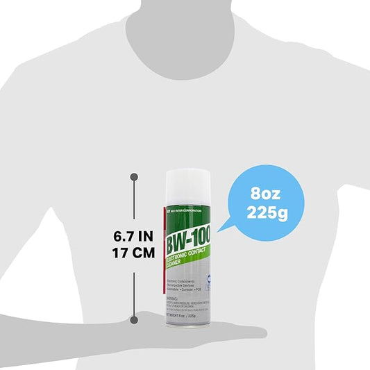 BW-100 Non-Flammable Electronic Contact Cleaner Aerosol Spray- Safely Cleans Joycons, Computers, PCB and More - Removes dust, Dirt and contaminants on Contacts - Quick Dry|8oz/225g |