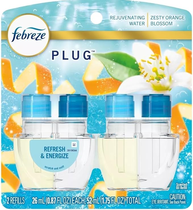Febreze Plug with Fade Defy Technology Air Freshener - New Limited Edition - (2) of 0.87 fl oz Refills (Refresh & Energize)