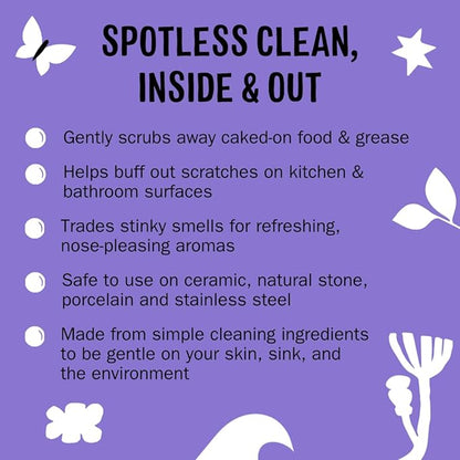 Molly's Suds Sink and All Purpose SCRUB | Gently Removes Stains, Scrubs Away Grease & Gime, Buffs out Scratches | Plant and Mineral Based | 2 Pack, Lavender Scent