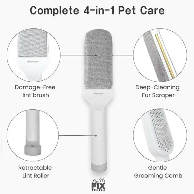 SufurLint 4-in-1 Pet Hair Remover & Grooming Brush - Multi-Functional Cat Deshedding Tool, Reusable Lint Roller for Furniture and Clothing, Professional Pet Massage & Cleaning Brush for Dogs & Cats