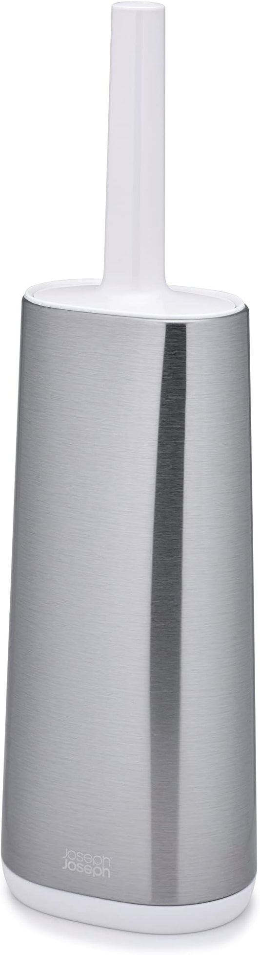 Joseph Joseph Flex Hygienic Silicone Toilet Brush with Slim Holder Set, Flexible Anti-drip, Anti-Clog Deep Clean Head - Stainless Steel