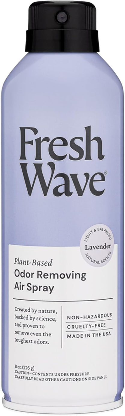 Fresh Wave Lavender Odor Eliminator Spray & Air Freshener, 8 oz. | Non-Aerosol, Fine Mist | Odor Absorbers | Safer Odor Relief | Natural Plant-Based Odor Eliminator | For Furniture, Fabrics & Trash