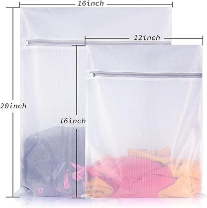 SUERIV Laundry Mesh Bag-Heavy Duty Fine Mesh Wash Bag for Washing Machine-Supper Zipper Net Laundry Bag for Travel,Lingerie,Sweater,Garment,Undergarment （1M+2L）