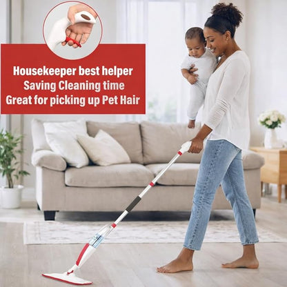 Spray Mop for Floor Cleaning with Refillable Bottle (14 oz), 3 Washable Microfiber Pads & Scraper – Lightweight 360° Rotating Mop, No Batteries, Streak-Free Cleaning for Hardwood, Tile & Laminate