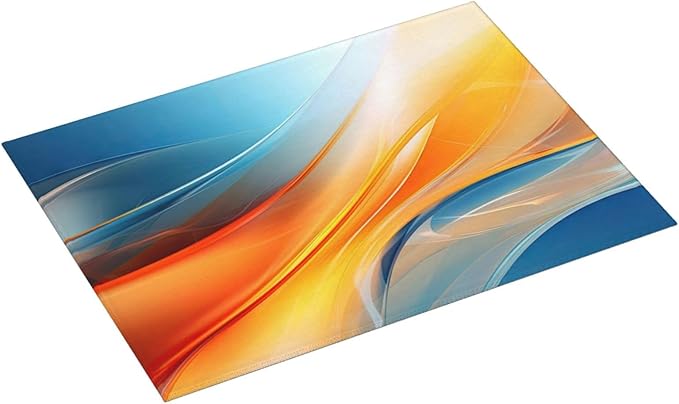 Burnt Orange Blue Fluid Art Dish Drying Mats for Kitchen Counter & Sink, 18" x 24" Absorbent Microfiber Drying Pad for Dishes, Washable Foldable Modern Abstract Kitchen Dish Draining Mat, Home Decor