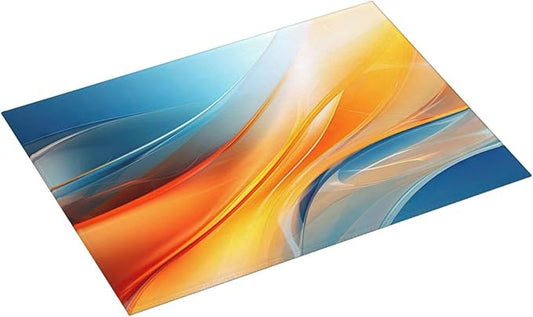 Burnt Orange Blue Fluid Art Dish Drying Mats for Kitchen Counter & Sink, 18" x 24" Absorbent Microfiber Drying Pad for Dishes, Washable Foldable Modern Abstract Kitchen Dish Draining Mat, Home Decor