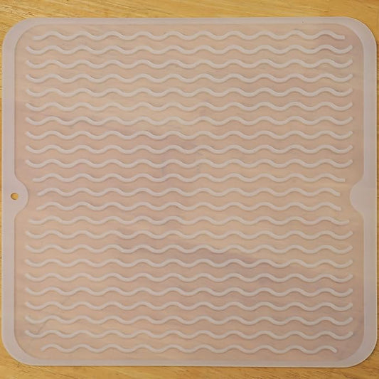 MicoYang Silicone Dish Drying Mat for Multiple Usage,Easy clean,Eco-friendly,Heat-resistant Silicone Mat for Kitchen Counter or Sink,Refrigerator or Drawer liner Translucent M 12 inches x 12 inches