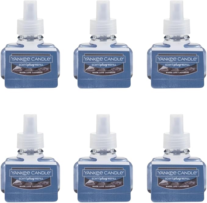 Yankee Candle ScentPlug Refill for Plug in Air Fresheners, Scented Oil Refills, Long Lasting Home Fragrance, Warm Luxe Cashmere (Pack of 6)