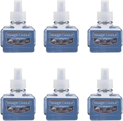 Yankee Candle ScentPlug Refill for Plug in Air Fresheners, Scented Oil Refills, Long Lasting Home Fragrance, Warm Luxe Cashmere (Pack of 6)