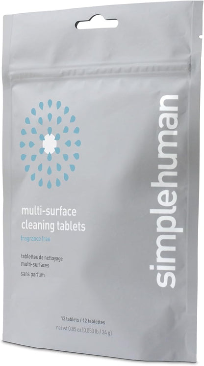 simplehuman Multi-Surface Cleaning Tablets, Eco-Friendly, Safe Around Kids & Pets, Fragrance-Free, 12-Pack (Makes 72 oz of Spray Cleaner)