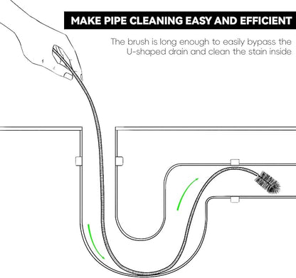 Flexible Drain Brush, 66 Inch Long Double Ended Hose Pipe Cleaners and 58 Inch Tube Cleaning Brush and 2 Pack 8 Inch Straw Cleaner Brush