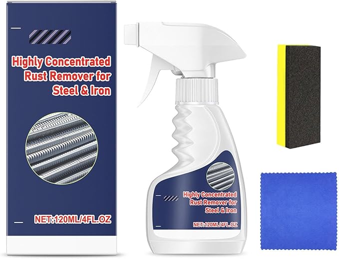 Rust Remover, Powerful Rust Remover Heavy Duty Metal Cleaner, Multipurpose Rust Remover Spray, Highly Concentrated Steel Remover for Tools, Stainless Steel, Automotive Parts (White-1PCS)