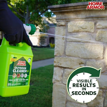 Home Armor Outdoor Cleaner+, 64 oz., Remove Stains from Mold, Mildew, Algae, Dirt and Grime for Visible Results in Seconds, No Scrubbing Required, Plant Safe When Used as Directed