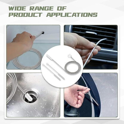 Long Wire Brush, 155CM Stainless Steel Pipe Cleaners Brush, Flexible Auto Sunroof Drain Cleaning Tool, Universal Slim Hose Pipe Brush Cleaner for Sewers, Feeding Tube, Sink, Refrigerator Drain