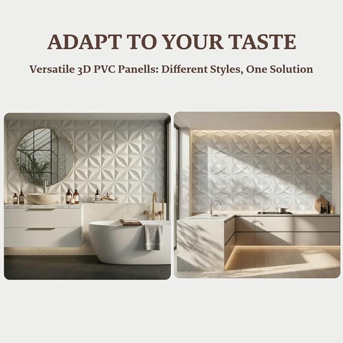 3D PVC Wall Panels - Peel and Stick, Waterproof & Lightweight, Self-Adhesive Wall Decor for Living Room & Bedroom - 9.8x9.8 Inches (33-Pack)