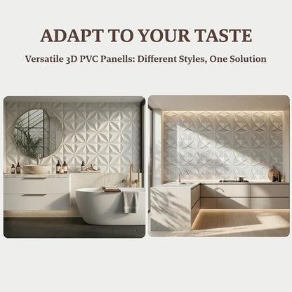 3D PVC Wall Panels - Peel and Stick, Waterproof & Lightweight, Self-Adhesive Wall Decor for Living Room & Bedroom - 9.8x9.8 Inches (33-Pack)
