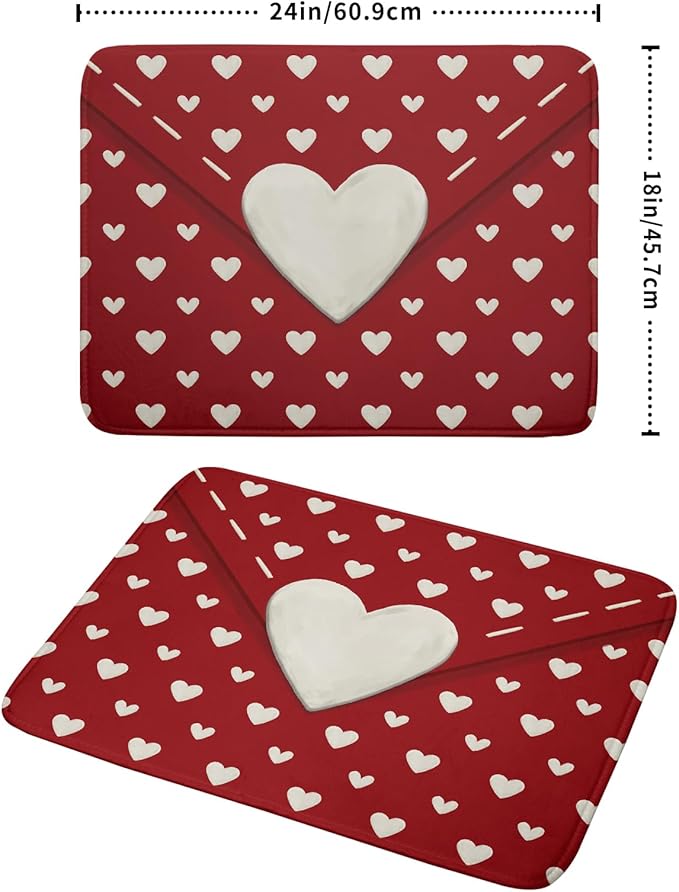 Valentines Day Dish Drying Mat for Kitchen Counter 18x24 Cream Red Love Heart Valentines Holiday Themed Absorbent Reversible Microfiber Drying Mats Kitchen Countertop Protector Dishes Drainer Pad